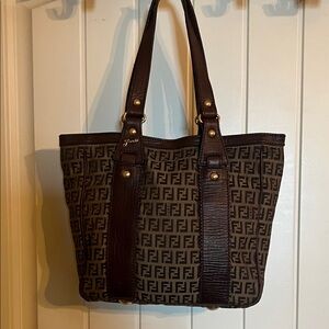 Vintage Fendi Dark Brown Monogram Shoulder Bag💗